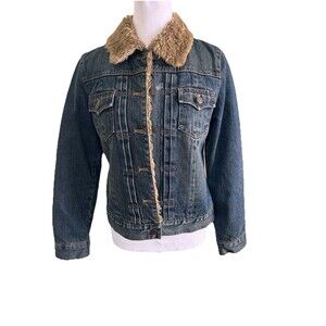 Gap Denim Jean Jacket Sherpa Lined Women’s XSmall Button Front Short Jacket